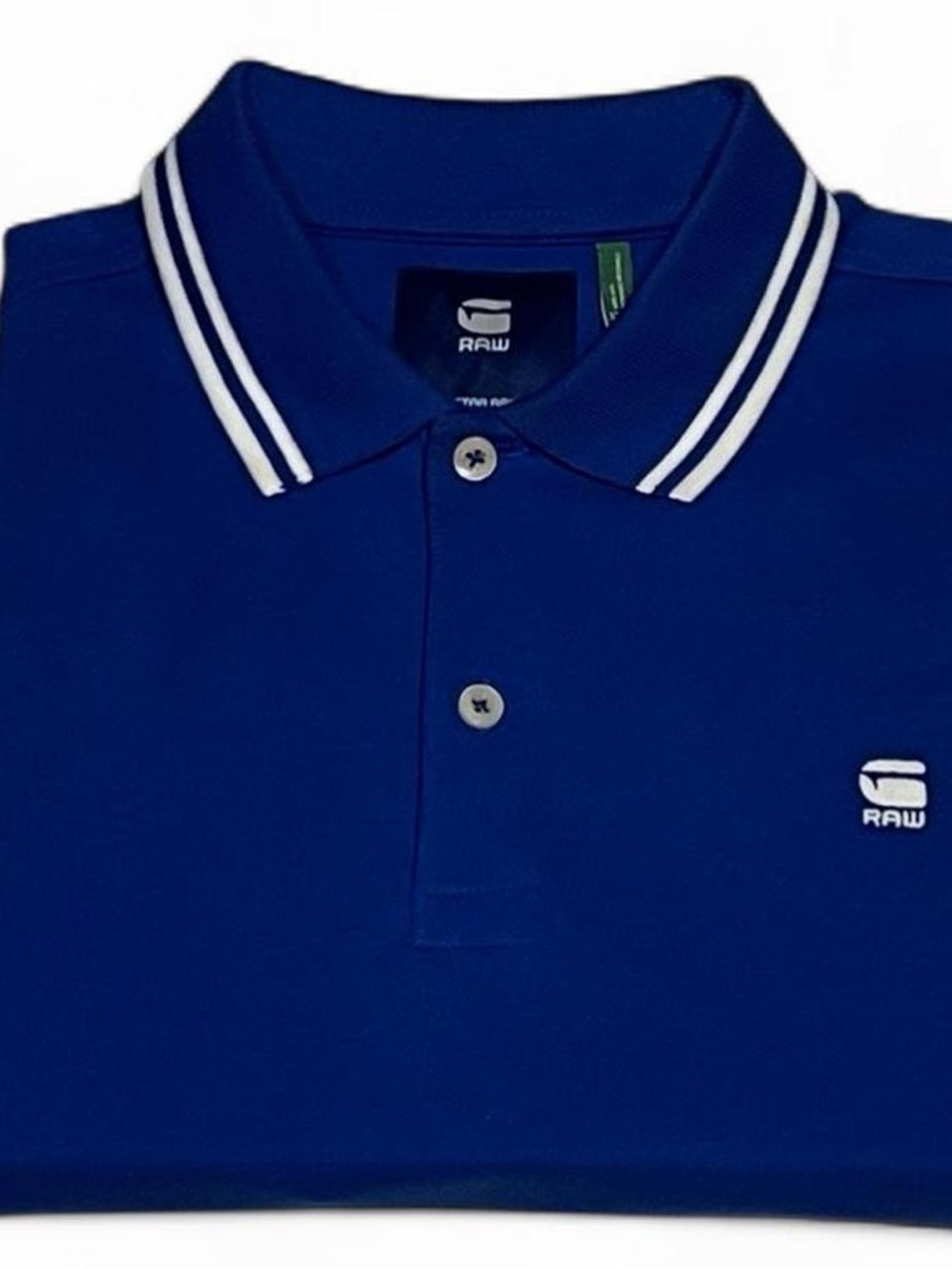 NWOT! G-Star Raw Dunda Slim Stripe Polo Royal Blue Shirt Men’s Size L LOGO Golf